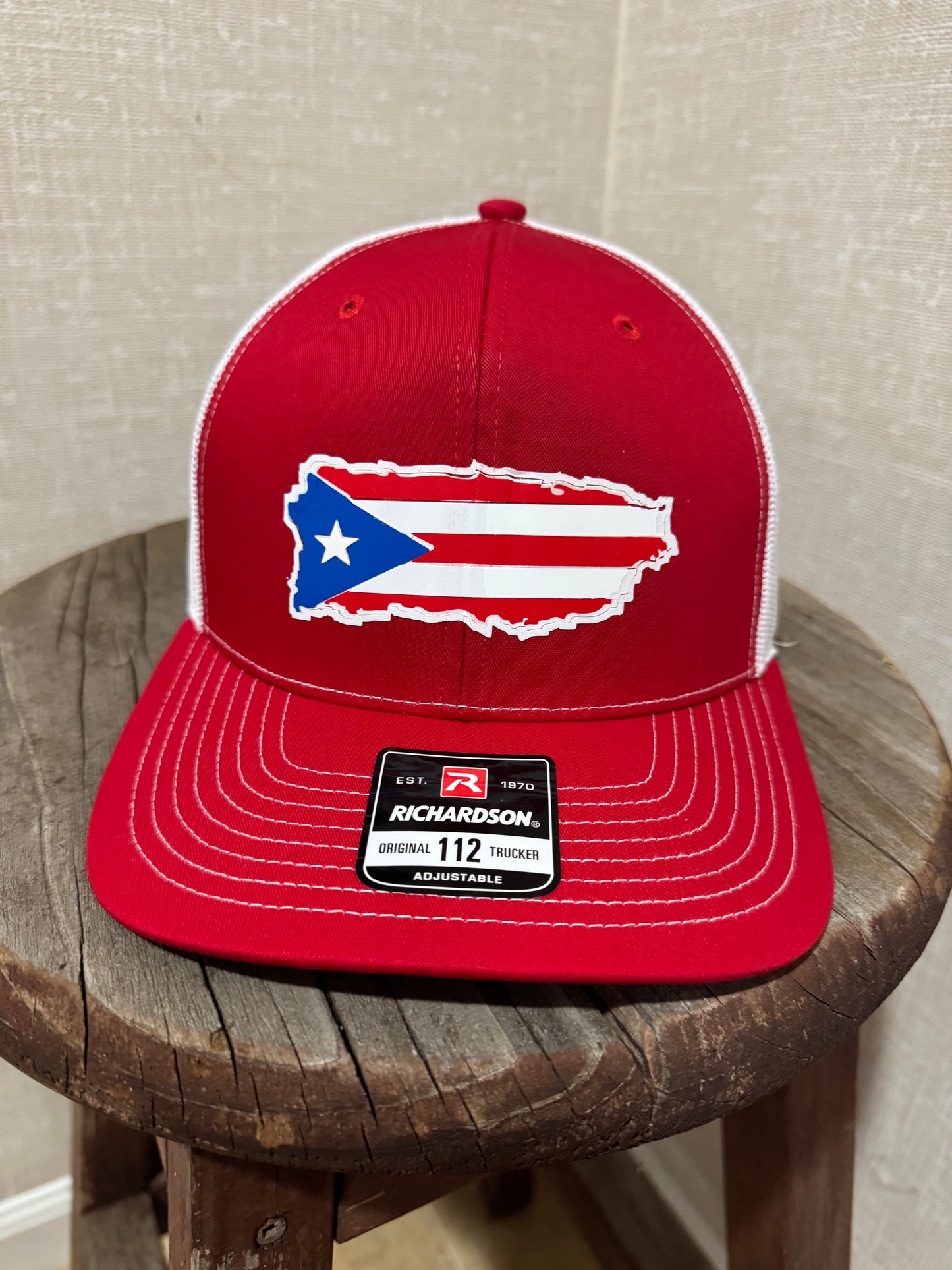 Puerto Rico Flag Richardson Leather Patch Trucker Hat