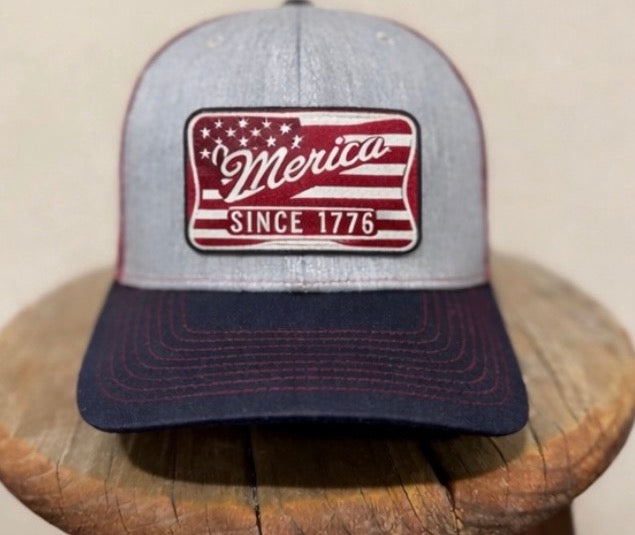 Richardson 112  Trucker , America flag 1776 New Acrylic TriLayer Patch design